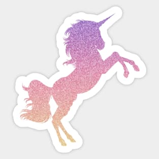 Pastel Pink Purple Ombre Faux Glitter Unicorn Sticker